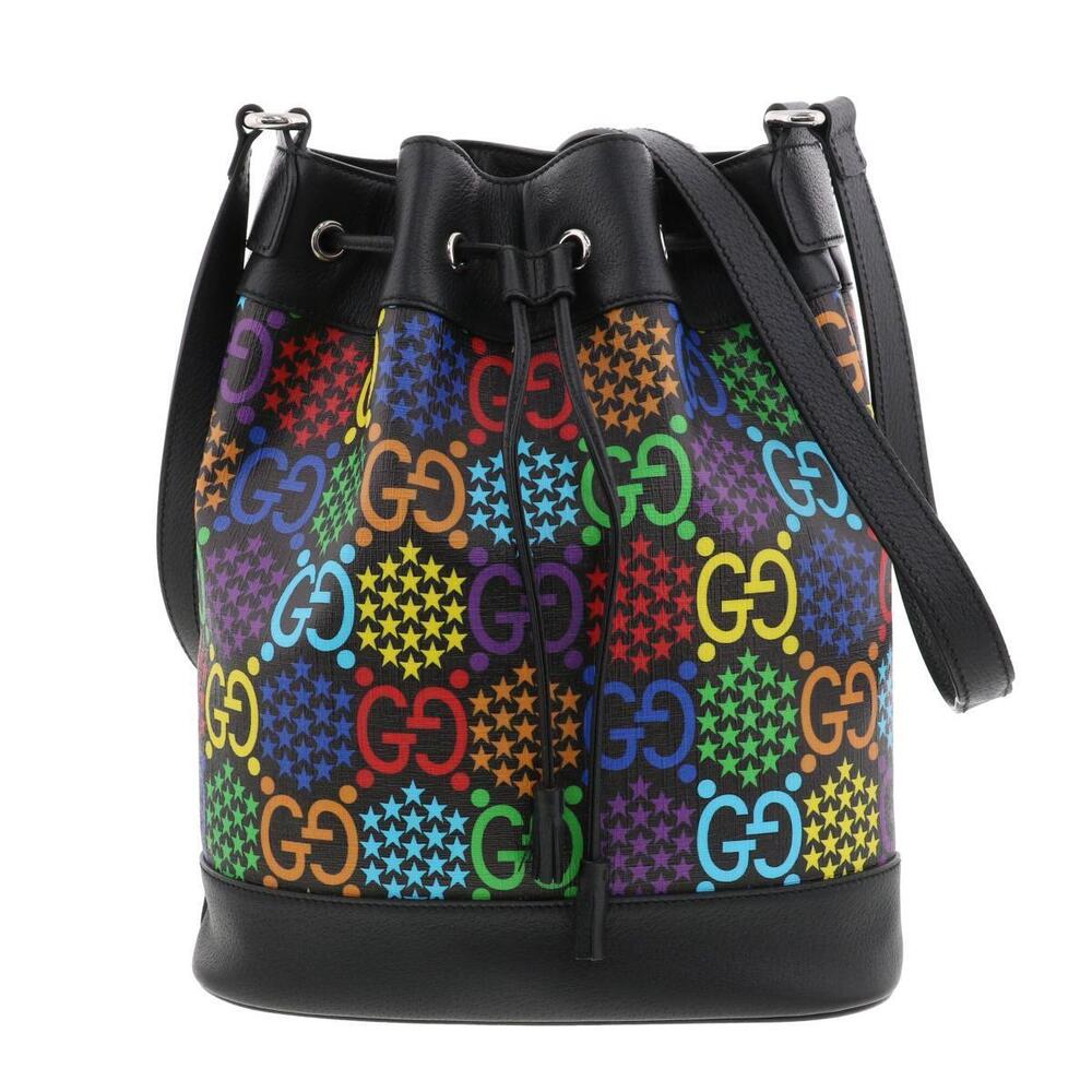 GUCCI GG Psychedelic Drawstring Shoulder Bag Messenger Black